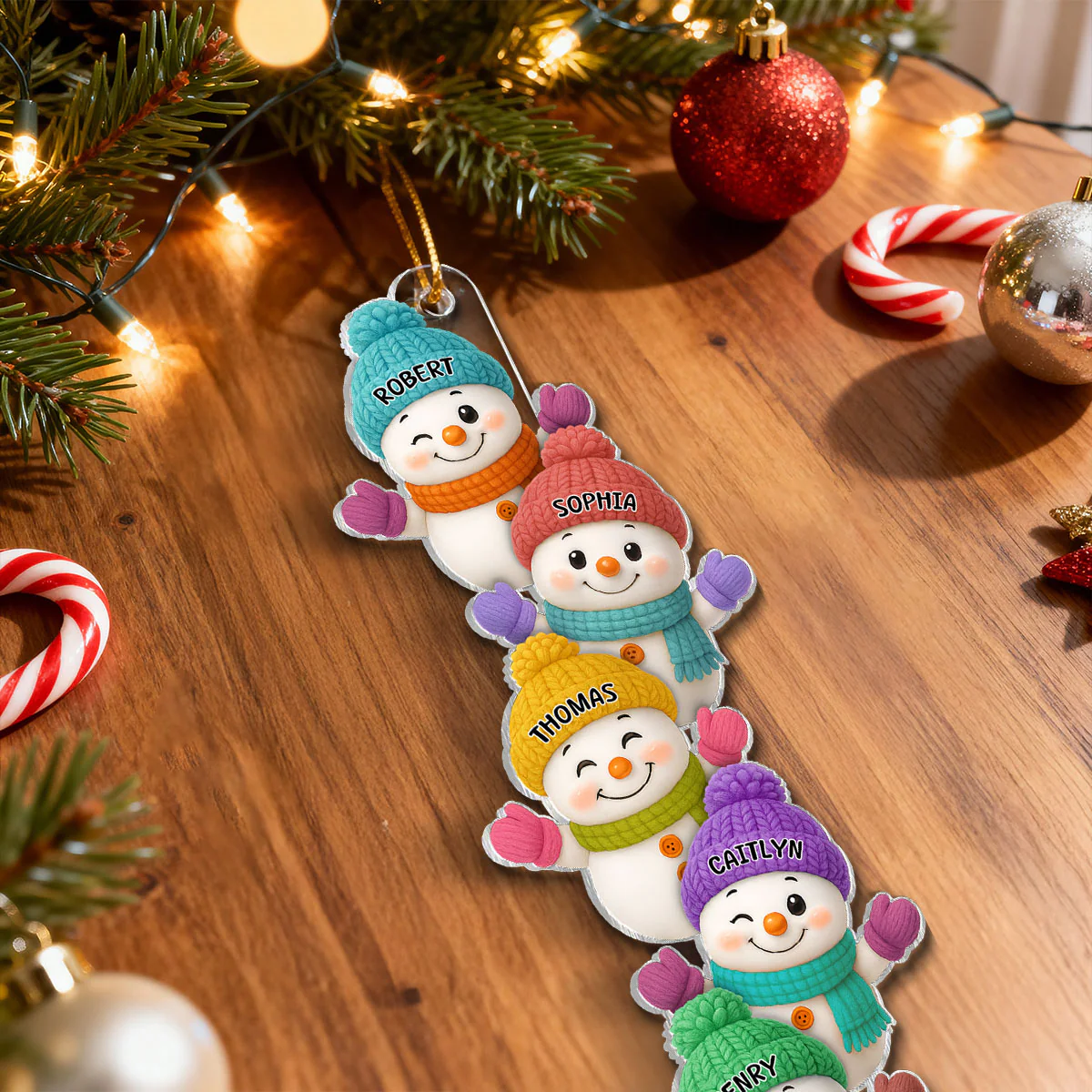 Stacked Snowman Our Grandkids Christmas - Personalized Acrylic Ornament - Gift For Grandparents, Grandkids, Family - Image 4