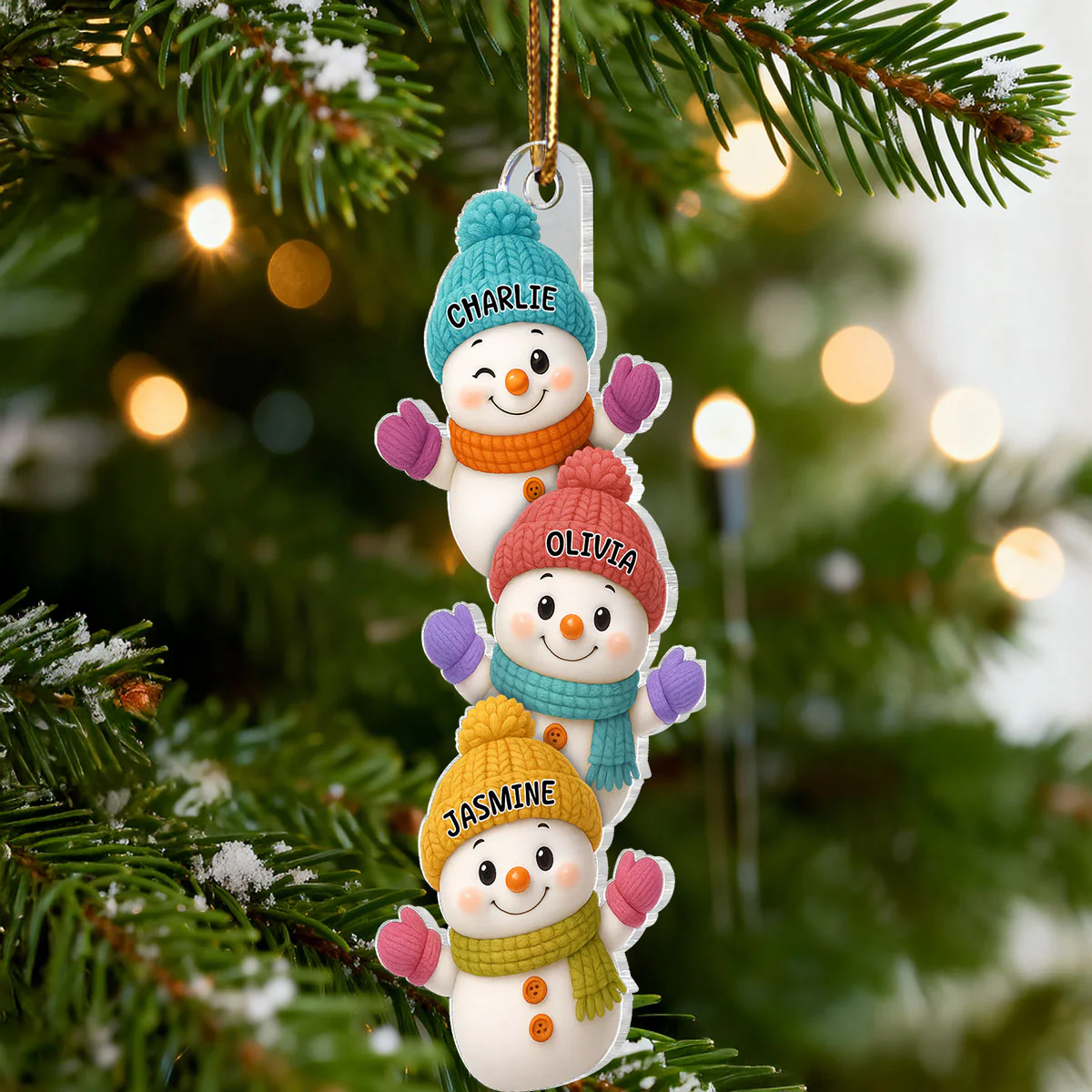Stacked Snowman Our Grandkids Christmas - Personalized Acrylic Ornament - Gift For Grandparents, Grandkids, Family - Image 5