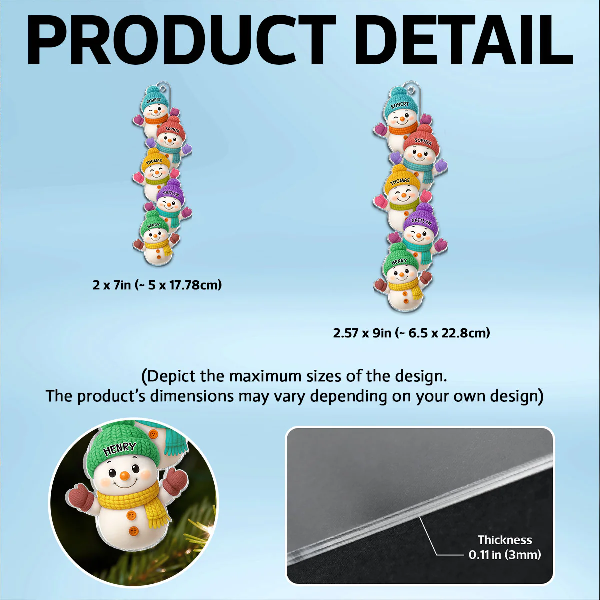 Stacked Snowman Our Grandkids Christmas - Personalized Acrylic Ornament - Gift For Grandparents, Grandkids, Family - Image 7