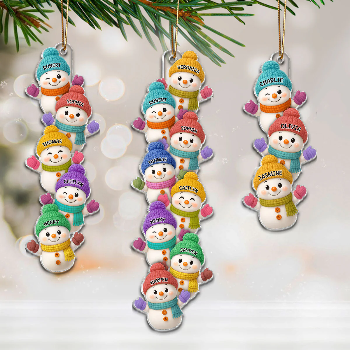 Stacked Snowman Our Grandkids Christmas - Personalized Acrylic Ornament - Gift For Grandparents, Grandkids, Family - Image 8