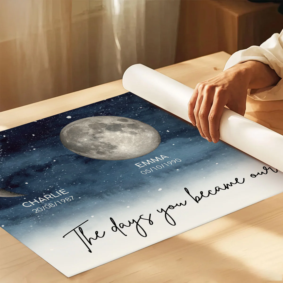 Starry Night The Day You Become Mum Grandma Custom Birth Moon Phase - Personalised Poster, Mother's Day Gift For Mum, Grandma - Image 8