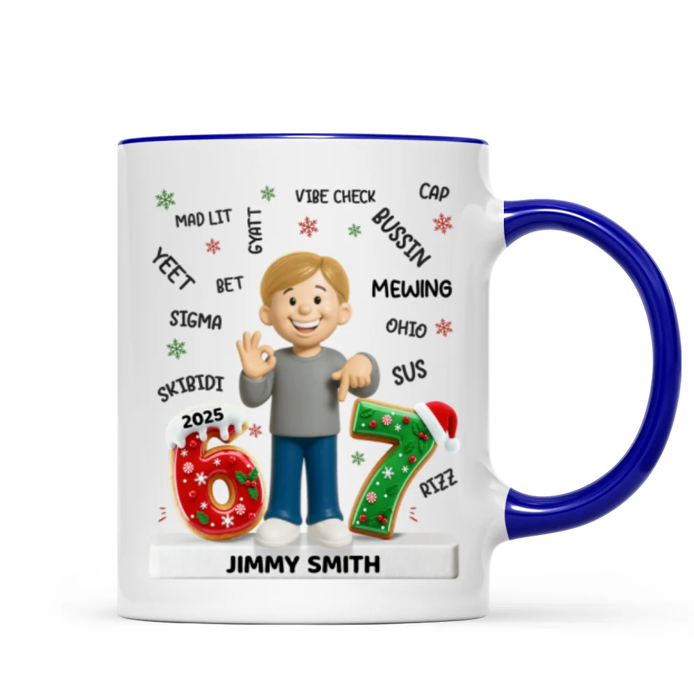 Teen Kid Custom Name Six Seven 3D Effect - Personalized Mug - 2025 Slang, Funny Teen Grandkid, Gen Alpha Christmas Gift - Image 10
