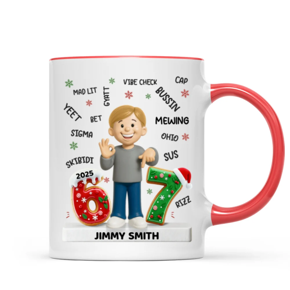 Teen Kid Custom Name Six Seven 3D Effect - Personalized Mug - 2025 Slang, Funny Teen Grandkid, Gen Alpha Christmas Gift - Image 11