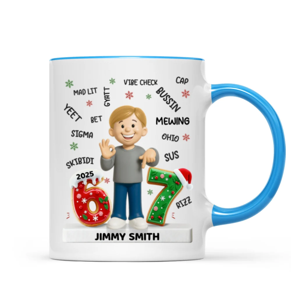 Teen Kid Custom Name Six Seven 3D Effect - Personalized Mug - 2025 Slang, Funny Teen Grandkid, Gen Alpha Christmas Gift - Image 12