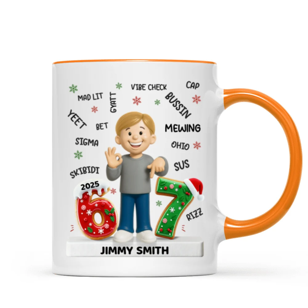 Teen Kid Custom Name Six Seven 3D Effect - Personalized Mug - 2025 Slang, Funny Teen Grandkid, Gen Alpha Christmas Gift - Image 14
