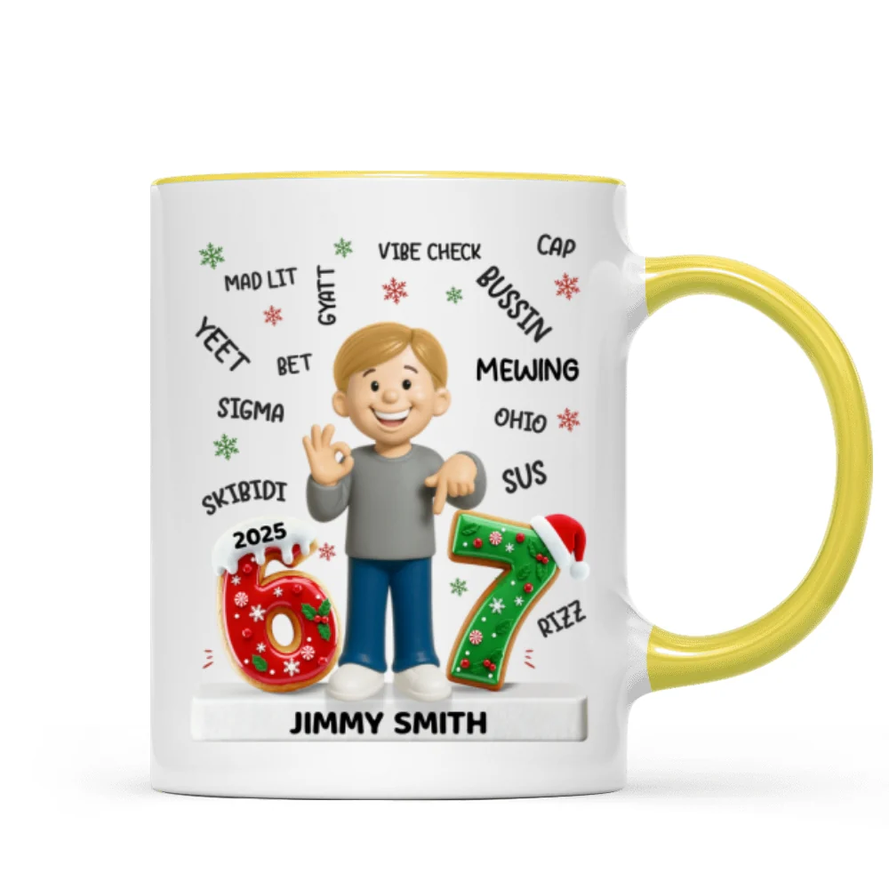 Teen Kid Custom Name Six Seven 3D Effect - Personalized Mug - 2025 Slang, Funny Teen Grandkid, Gen Alpha Christmas Gift - Image 15