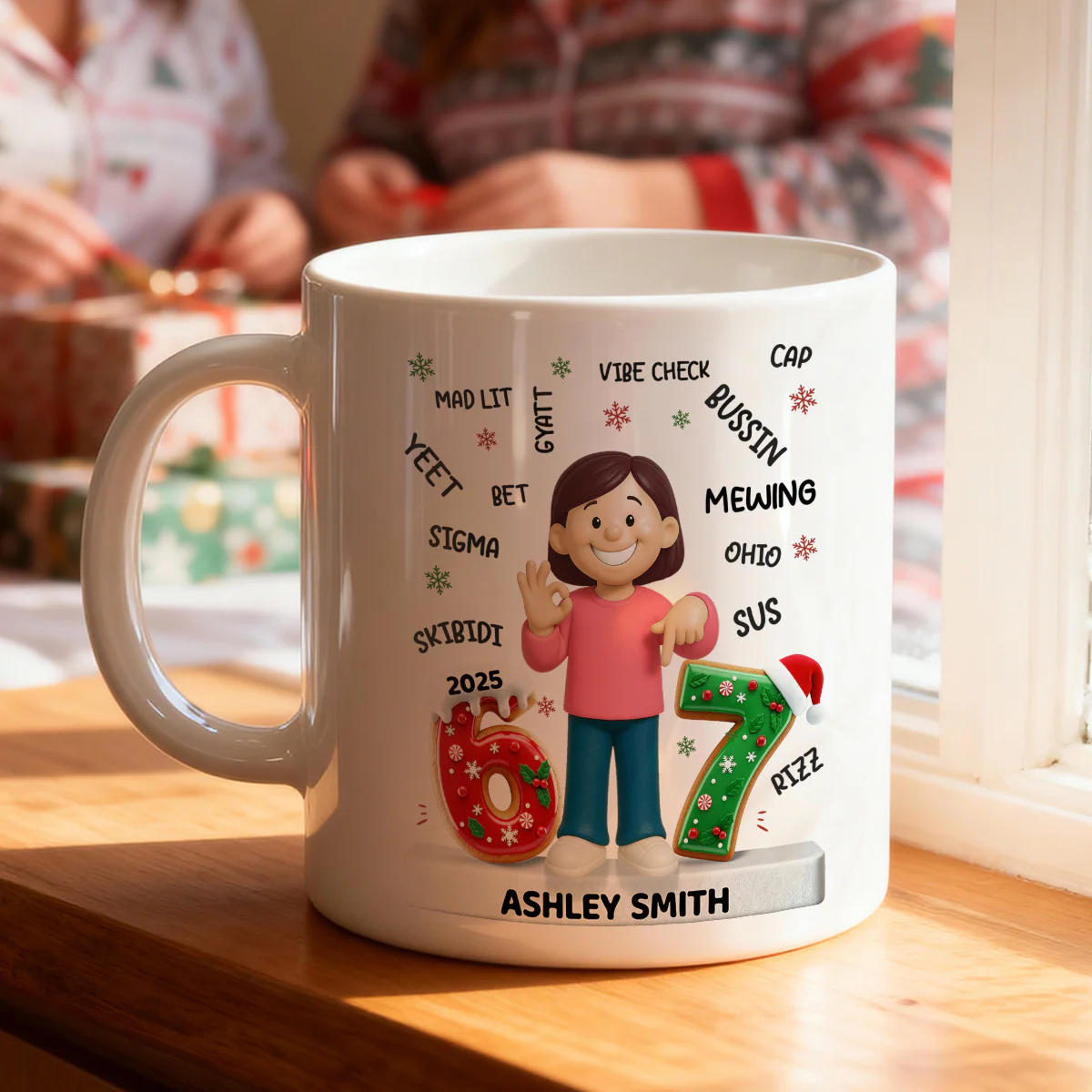 Teen Kid Custom Name Six Seven 3D Effect - Personalized Mug - 2025 Slang, Funny Teen Grandkid, Gen Alpha Christmas Gift - Image 5