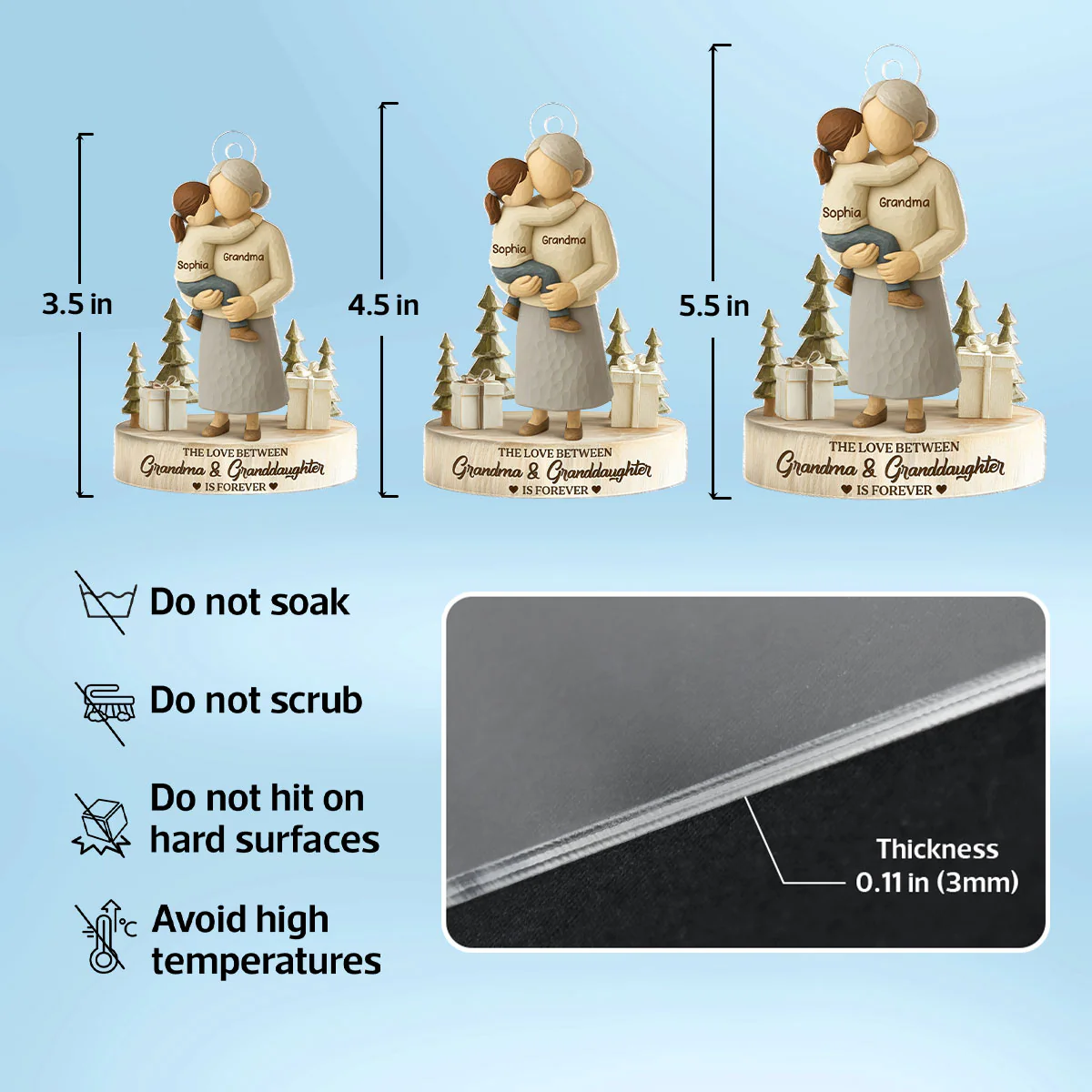 The Love Between Grandma and Grandson, Granddaughter is Forever - Personalized Acrylic Ornament - Heartwarming Christmas Gift for Grandma - Image 10