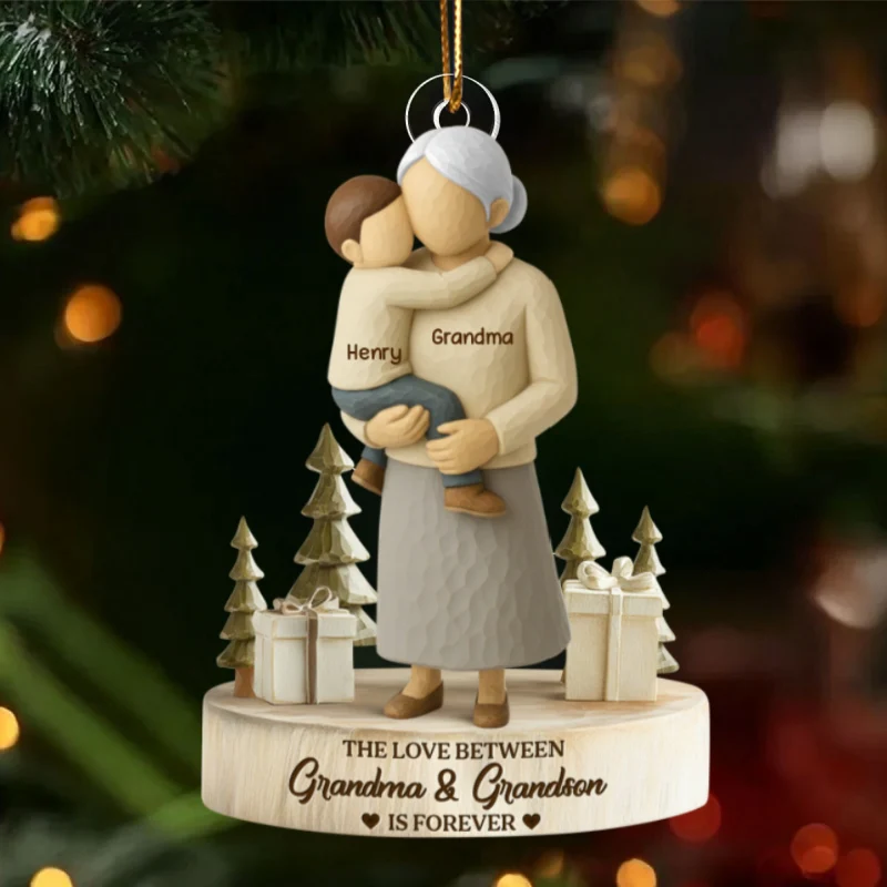 The Love Between Grandma and Grandson, Granddaughter is Forever - Personalized Acrylic Ornament - Heartwarming Christmas Gift for Grandma - Image 11