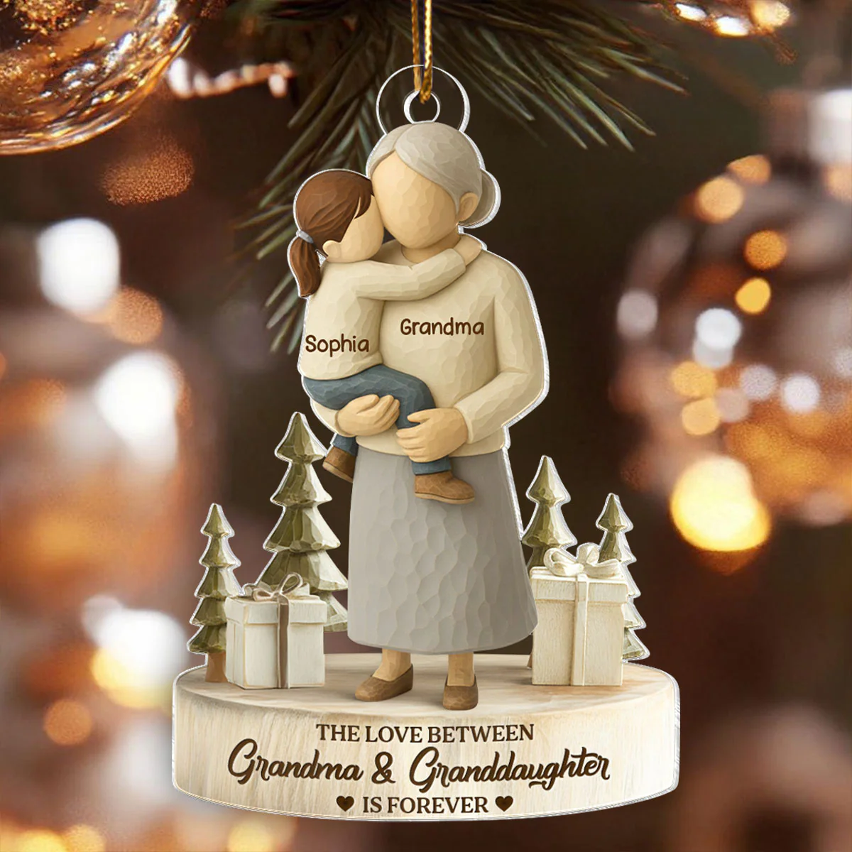 The Love Between Grandma and Grandson, Granddaughter is Forever - Personalized Acrylic Ornament - Heartwarming Christmas Gift for Grandma - Image 6