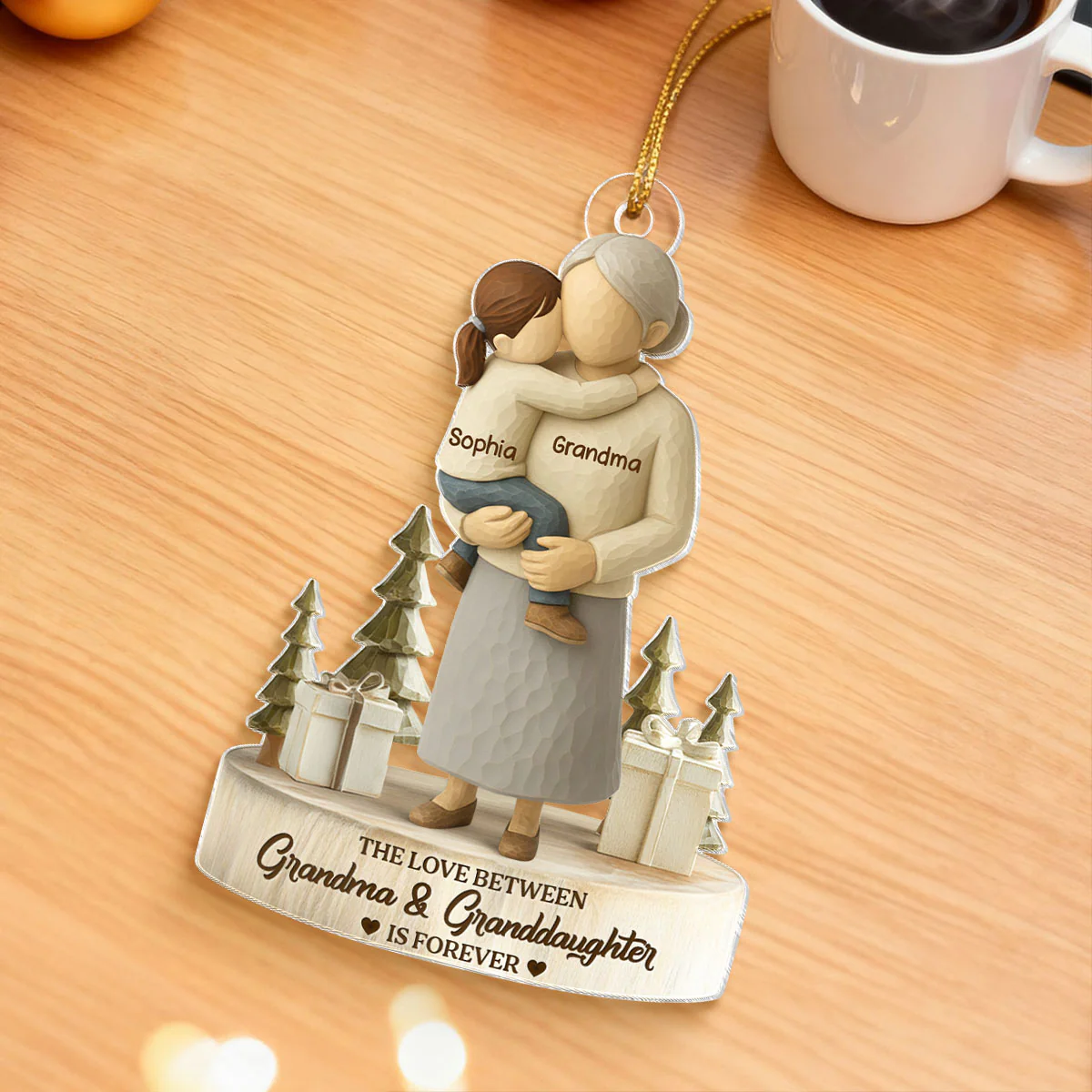 The Love Between Grandma and Grandson, Granddaughter is Forever - Personalized Acrylic Ornament - Heartwarming Christmas Gift for Grandma - Image 8