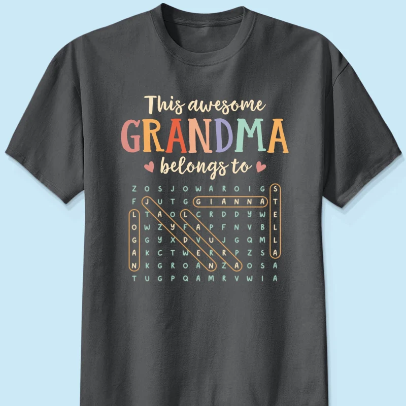 This Awesome Grandma Belongs To Grandkids Name Word Search Puzzle - Personalized Shirt - Mother's Day Gift For Grandma Mom - Image 12
