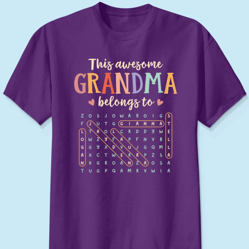 This Awesome Grandma Belongs To Grandkids Name Word Search Puzzle - Personalized Shirt - Mother's Day Gift For Grandma Mom - Image 13