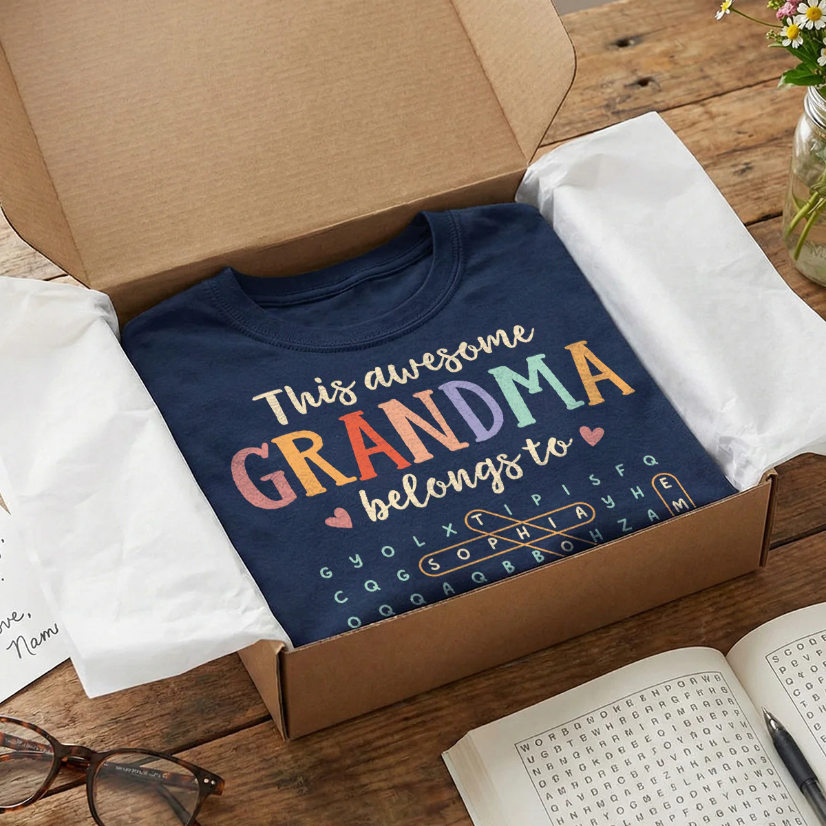 This Awesome Grandma Belongs To Grandkids Name Word Search Puzzle - Personalized Shirt - Mother's Day Gift For Grandma Mom - Image 3
