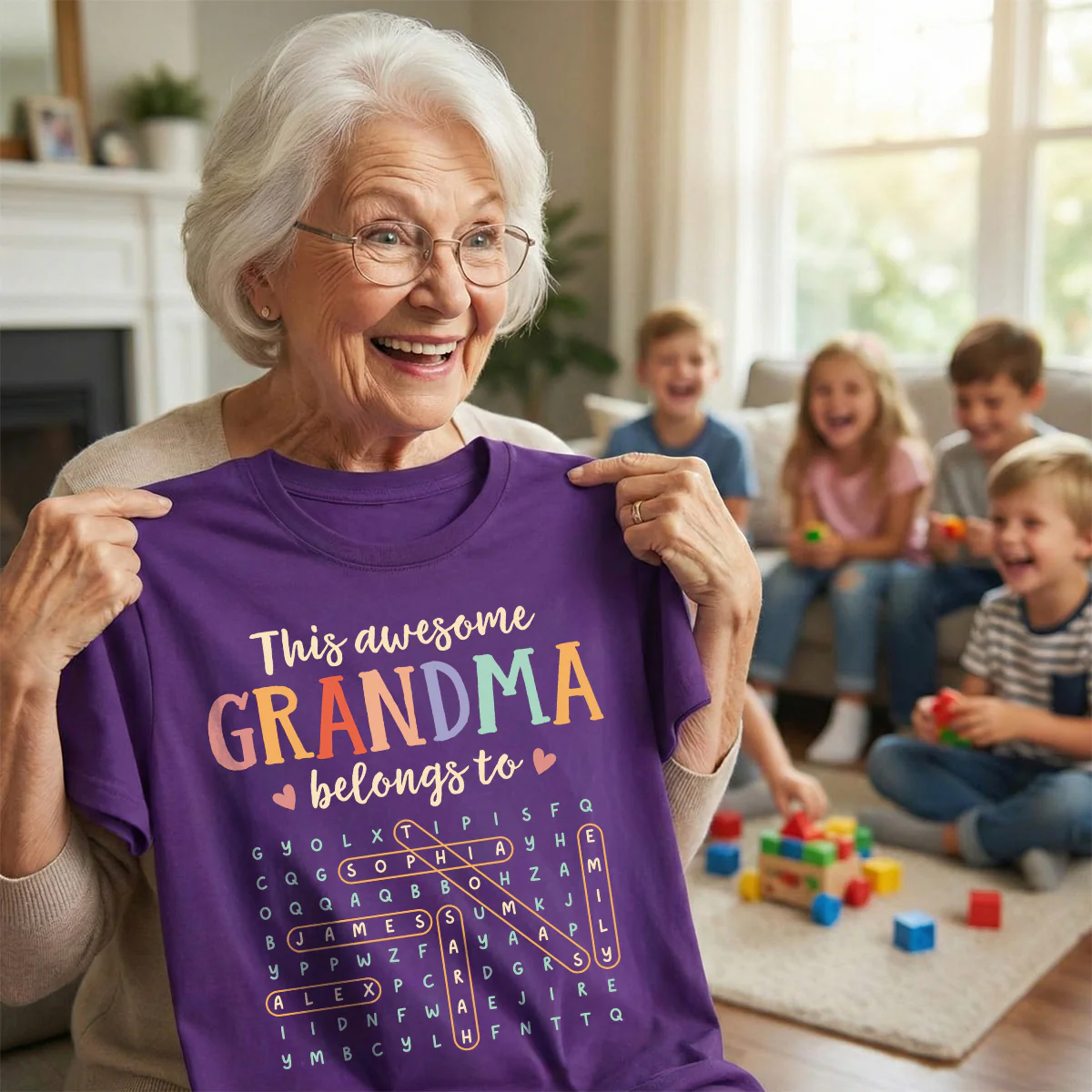 This Awesome Grandma Belongs To Grandkids Name Word Search Puzzle - Personalized Shirt - Mother's Day Gift For Grandma Mom - Image 4