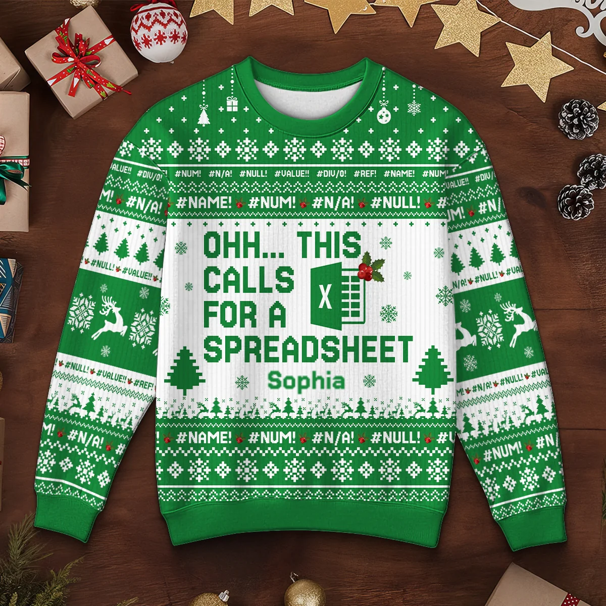 This Calls For A Spreadsheet - Personalized Faux Knitted Ugly Sweater - Funny Matching Shirt For Coworkers - Image 10