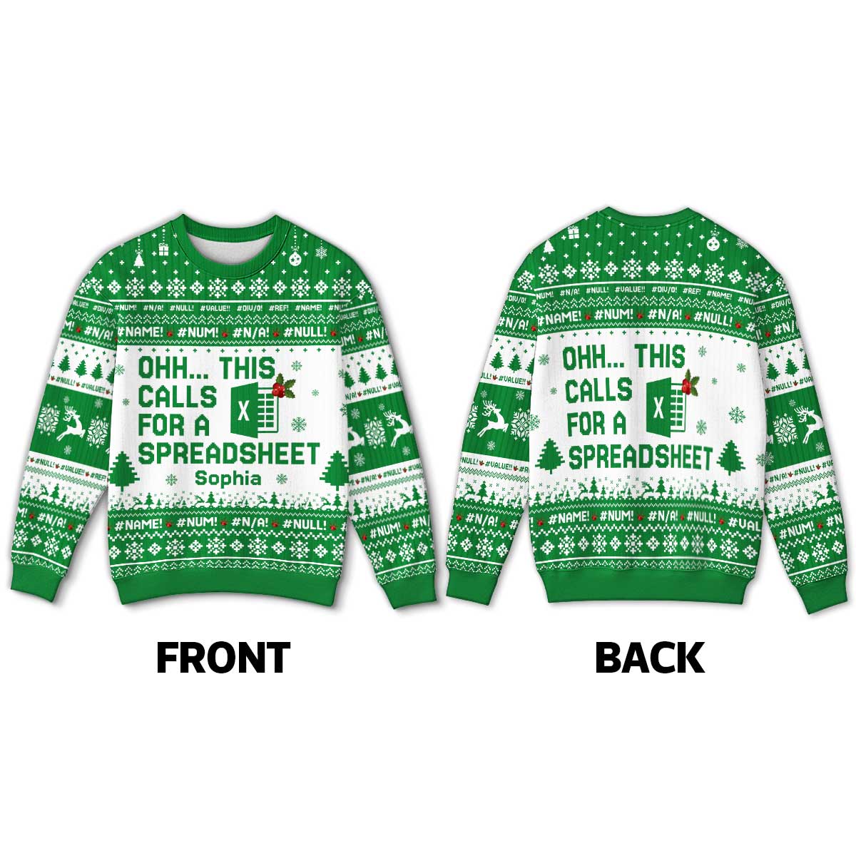 This Calls For A Spreadsheet - Personalized Faux Knitted Ugly Sweater - Funny Matching Shirt For Coworkers - Image 3