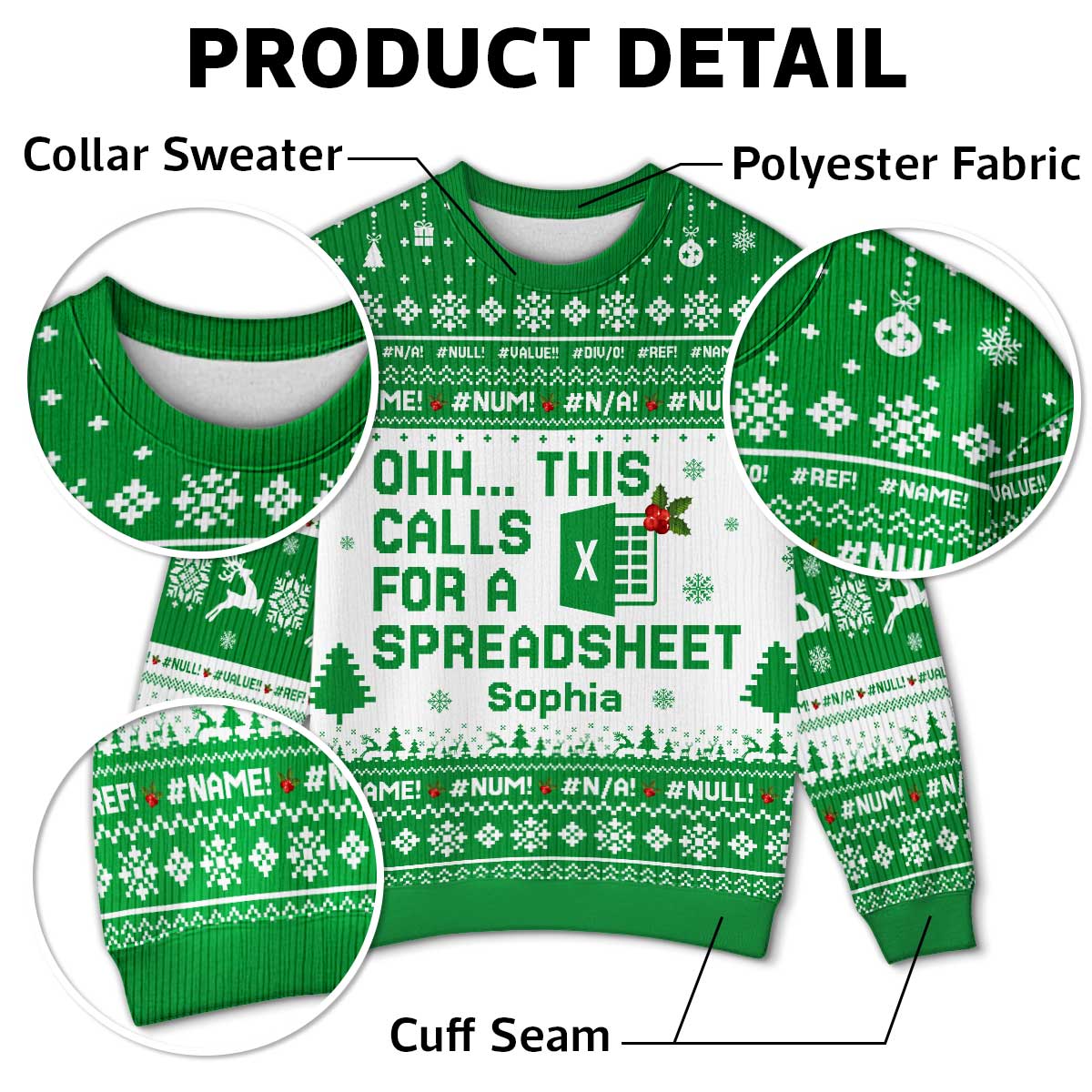 This Calls For A Spreadsheet - Personalized Faux Knitted Ugly Sweater - Funny Matching Shirt For Coworkers - Image 4