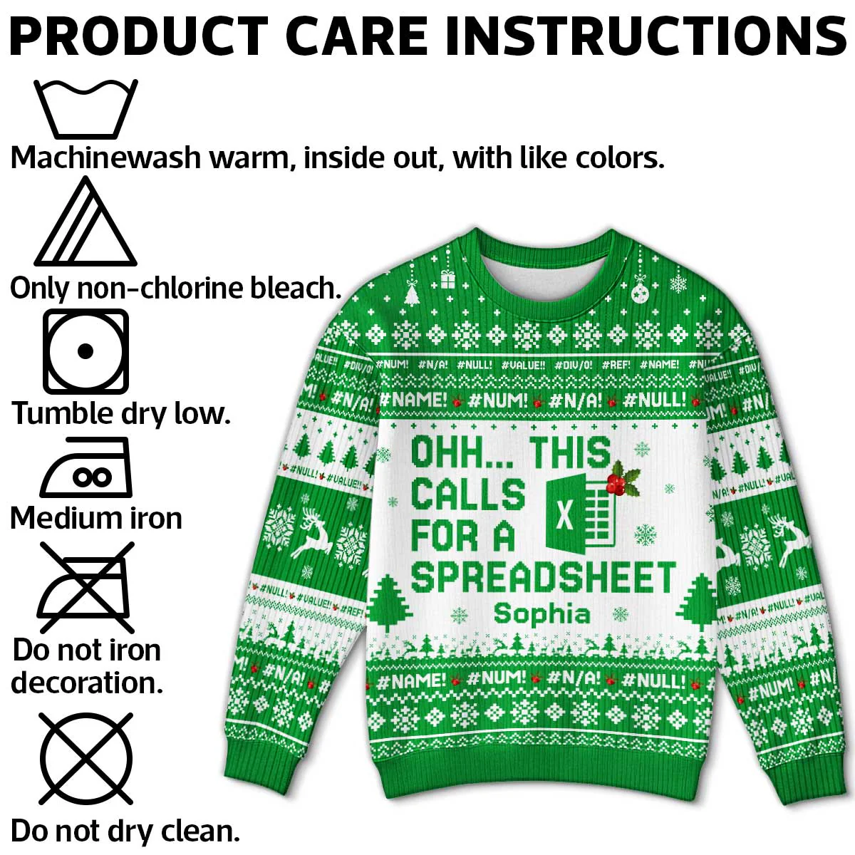 This Calls For A Spreadsheet - Personalized Faux Knitted Ugly Sweater - Funny Matching Shirt For Coworkers - Image 5