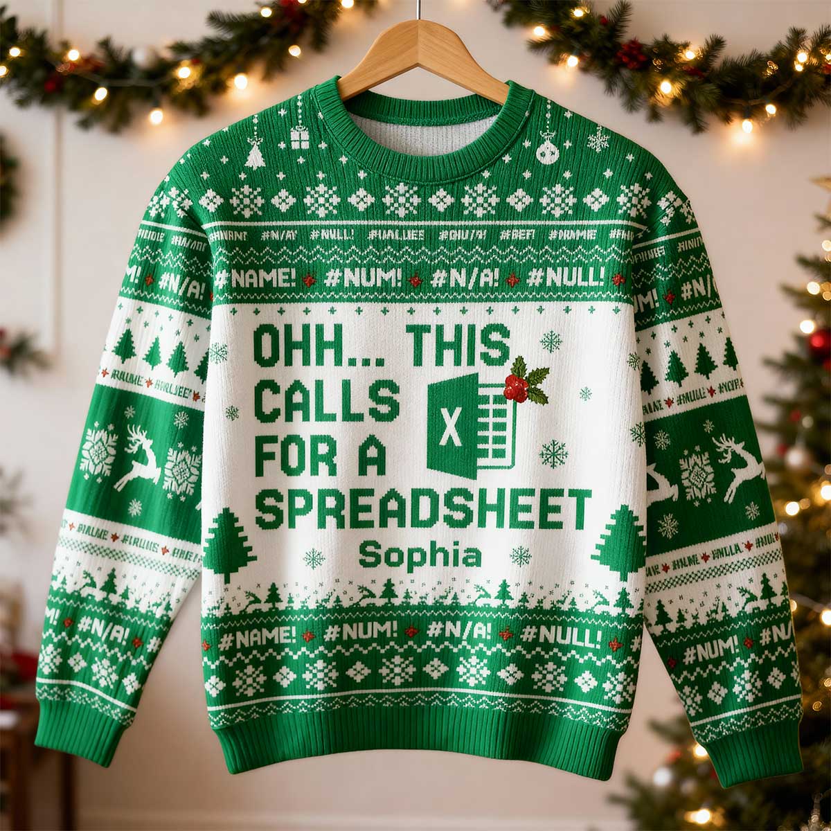 This Calls For A Spreadsheet - Personalized Faux Knitted Ugly Sweater - Funny Matching Shirt For Coworkers - Image 7