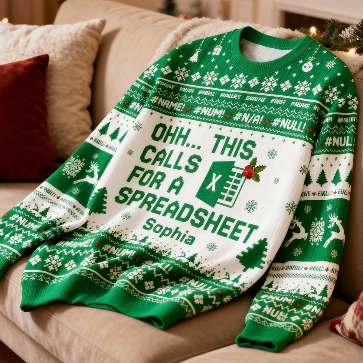 This Calls For A Spreadsheet - Personalized Faux Knitted Ugly Sweater - Funny Matching Shirt For Coworkers - Image 8