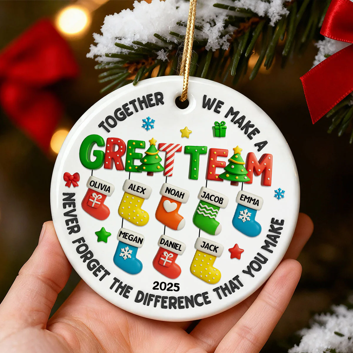 Together We Make A Great Team - Personalized Ceramic Ornament - Christmas Gift for Coworker - Image 3