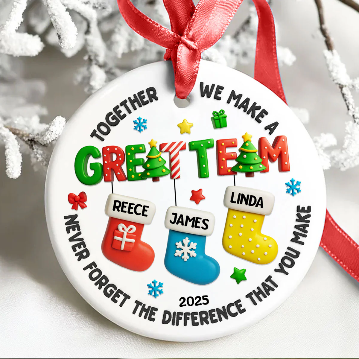 Together We Make A Great Team - Personalized Ceramic Ornament - Christmas Gift for Coworker - Image 4