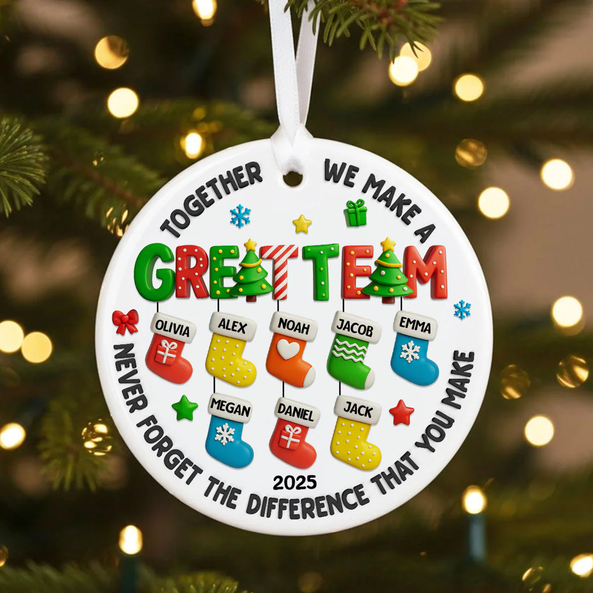 Together We Make A Great Team - Personalized Ceramic Ornament - Christmas Gift for Coworker - Image 6