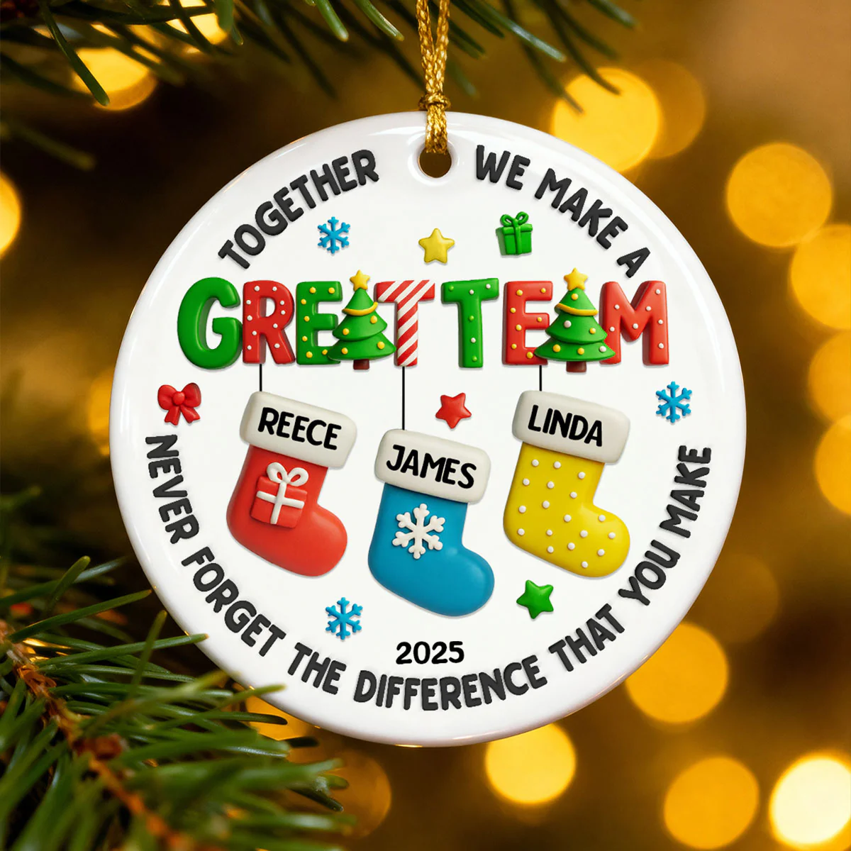 Together We Make A Great Team - Personalized Ceramic Ornament - Christmas Gift for Coworker - Image 7