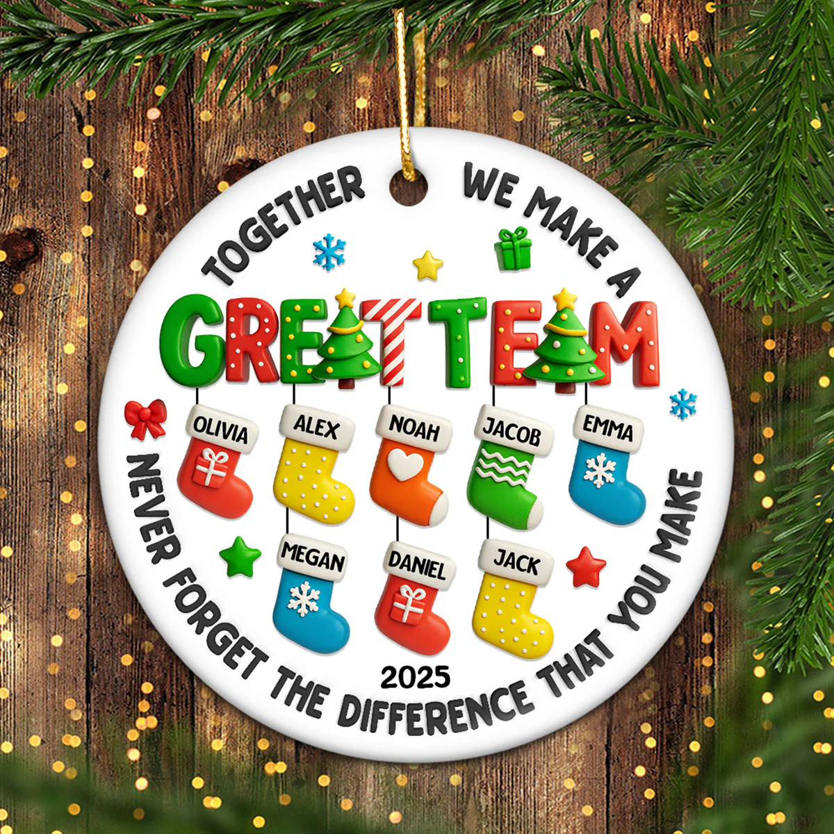 Together We Make A Great Team - Personalized Ceramic Ornament - Christmas Gift for Coworker - Image 8