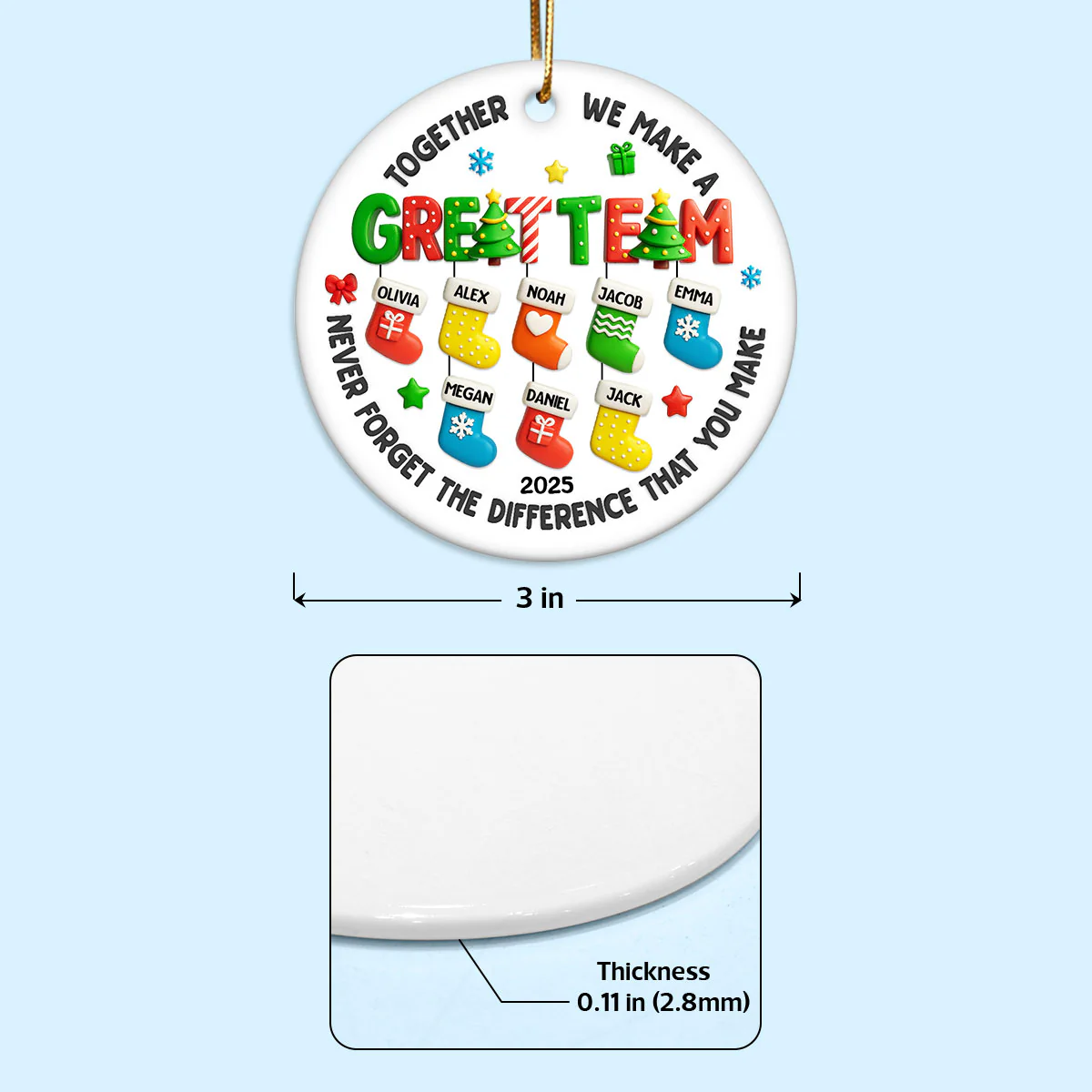 Together We Make A Great Team - Personalized Ceramic Ornament - Christmas Gift for Coworker - Image 9