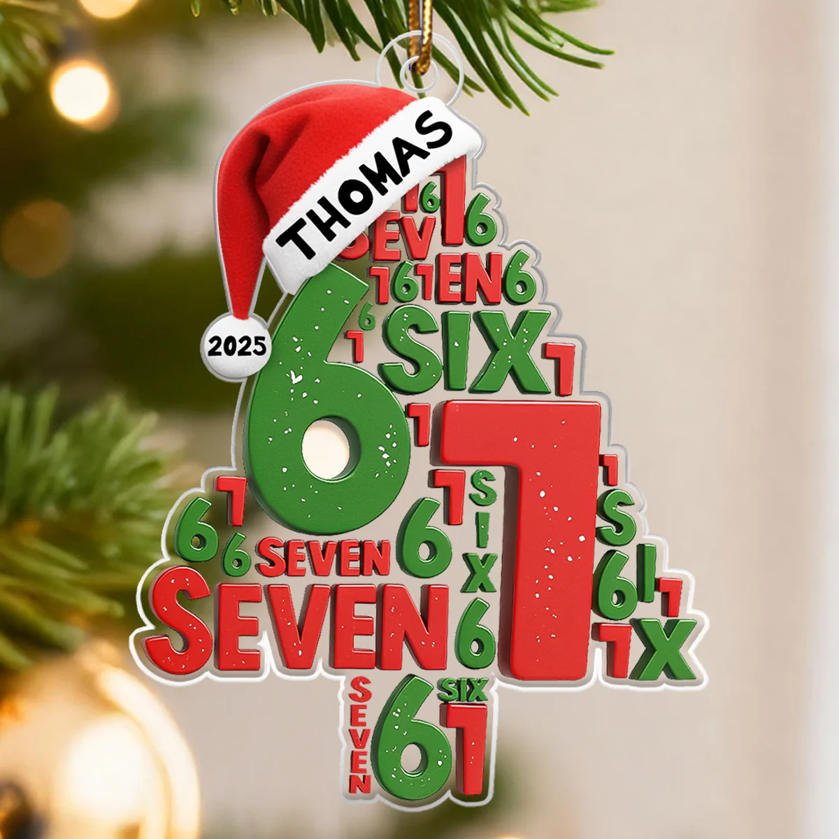 Trending Christmas Tree Six Seven - Personalized Acrylic Ornament - Christmas Gift for Kids, Grandskids - Image 6
