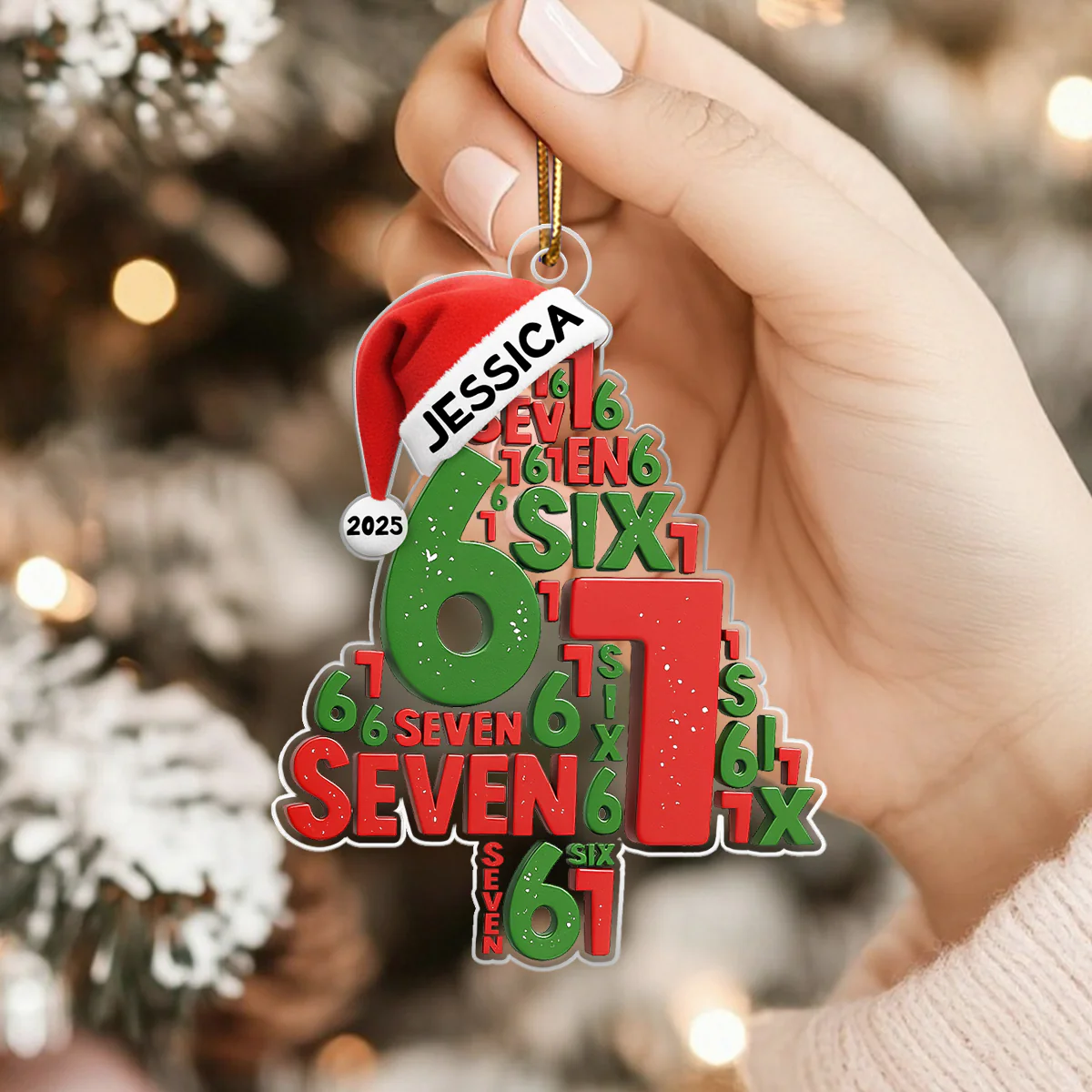 Trending Christmas Tree Six Seven - Personalized Acrylic Ornament - Christmas Gift for Kids, Grandskids - Image 7