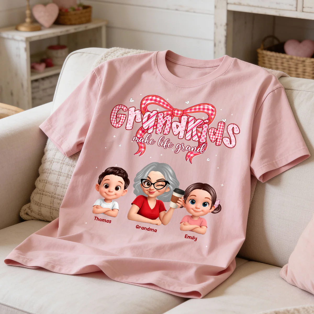 Valentine's Day Grandma Grandkids Make Life Grand - Personalized Shirt - Valentine's Day Gift For Grandma - Image 5